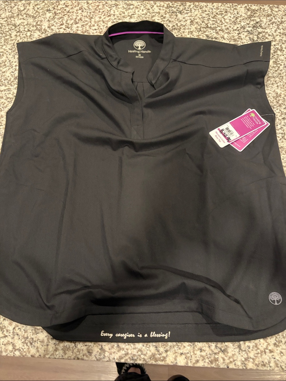 Black Sleeveless Zip-Front Top with Mock Neck SCRUB TOP